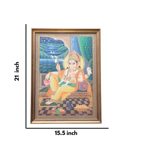 Lying Ganesh Framed Painting
