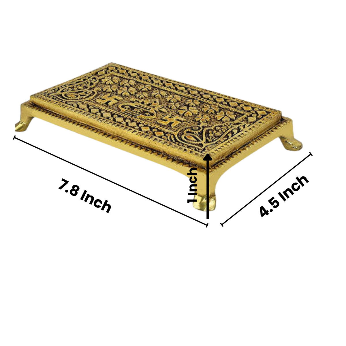 Brass Swastik/Kalash Chowki for Pooja (Large)
