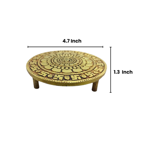Brass Swastik & OM Chowki for Pooja (Medium)