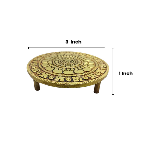 Brass Swastik & OM Chowki for Pooja (Small)
