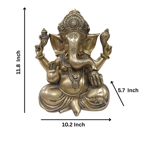Brass Ganesha Blessing Statue for Mandir