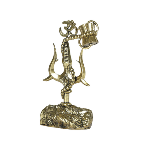 Superfine Brass Shiv Trishul with Damru and Rudraksha Garland