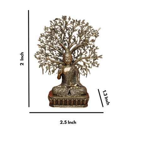 Superfine Brass Buddha with Kalpavriksha Tree Statue