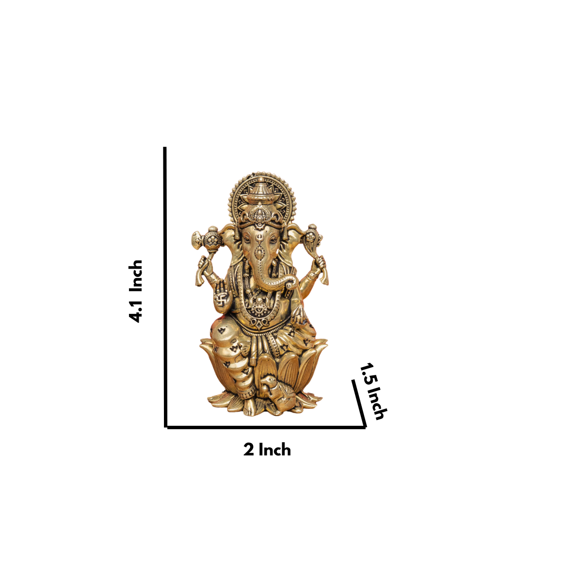 Superfine Brass Ganesha Murti on Lotus