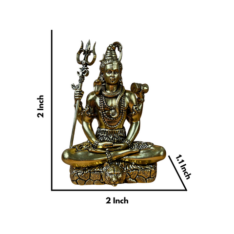 Brass Lord Shiva Statue | Meditation Pose Shiv Idol for Temple, Home & Office Decoration ( Small )