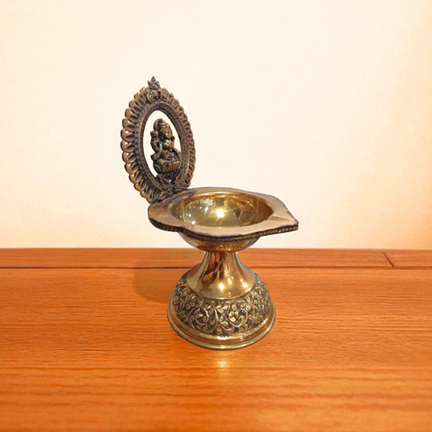 Traditional Superfine Brass Lakshmi Deepam| Pooja Oil Lamp for Home & Temple Décor (7.2 Inches )