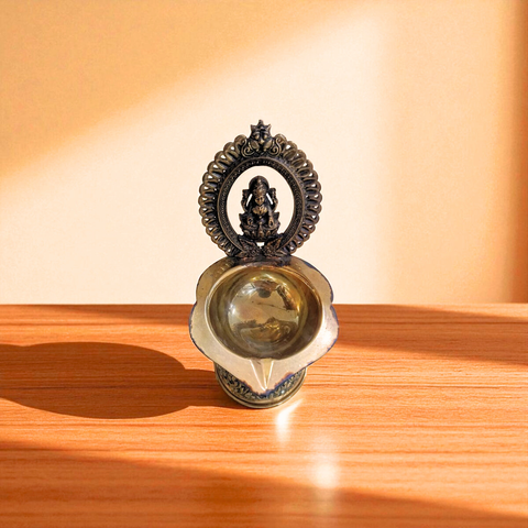 Traditional Superfine Brass Lakshmi Deepam| Pooja Oil Lamp for Home & Temple Décor (7.2 Inches )