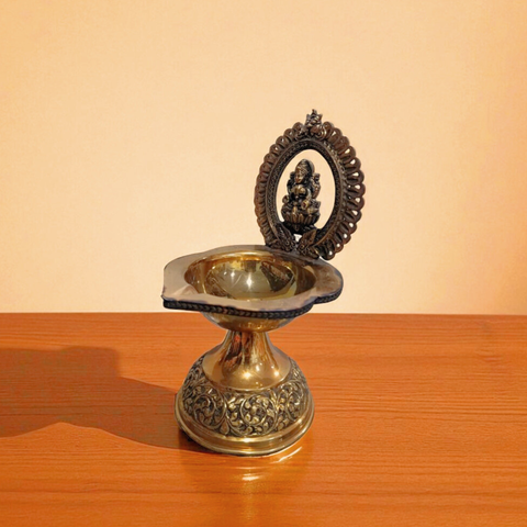 Traditional Superfine Brass Lakshmi Deepam| Pooja Oil Lamp for Home & Temple Décor (7.2 Inches )