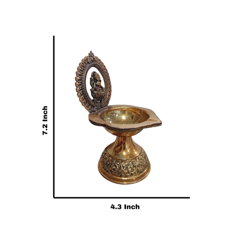 Traditional Superfine Brass Lakshmi Deepam| Pooja Oil Lamp for Home & Temple Décor (7.2 Inches )