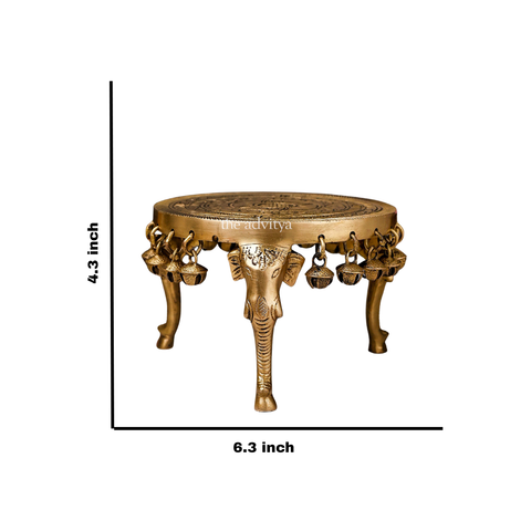 Brass Elephant Chowki With Bell