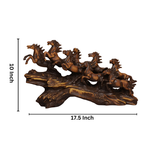 Resin Eight Running Victory Horses Brown