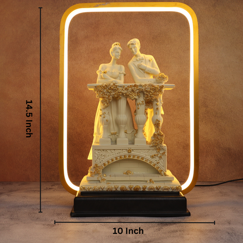 Resin Love Couple Standing statue with Light