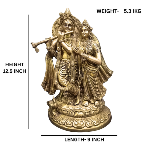 Brass Standing Radha Krishna Idol On Same Base