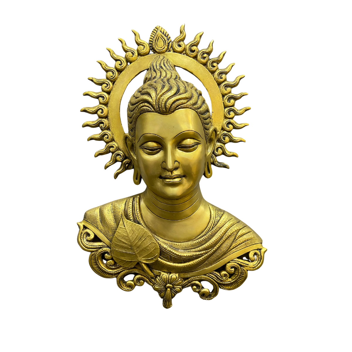 Tibetan Brass Wall Hanging Buddha Statue – Symbol of Peace & Wisdom 15.5 Inch