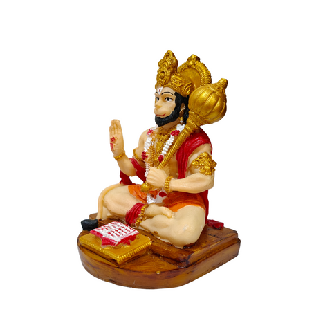 Lord Hanuman Statue Sitting with Gada & Scriptures