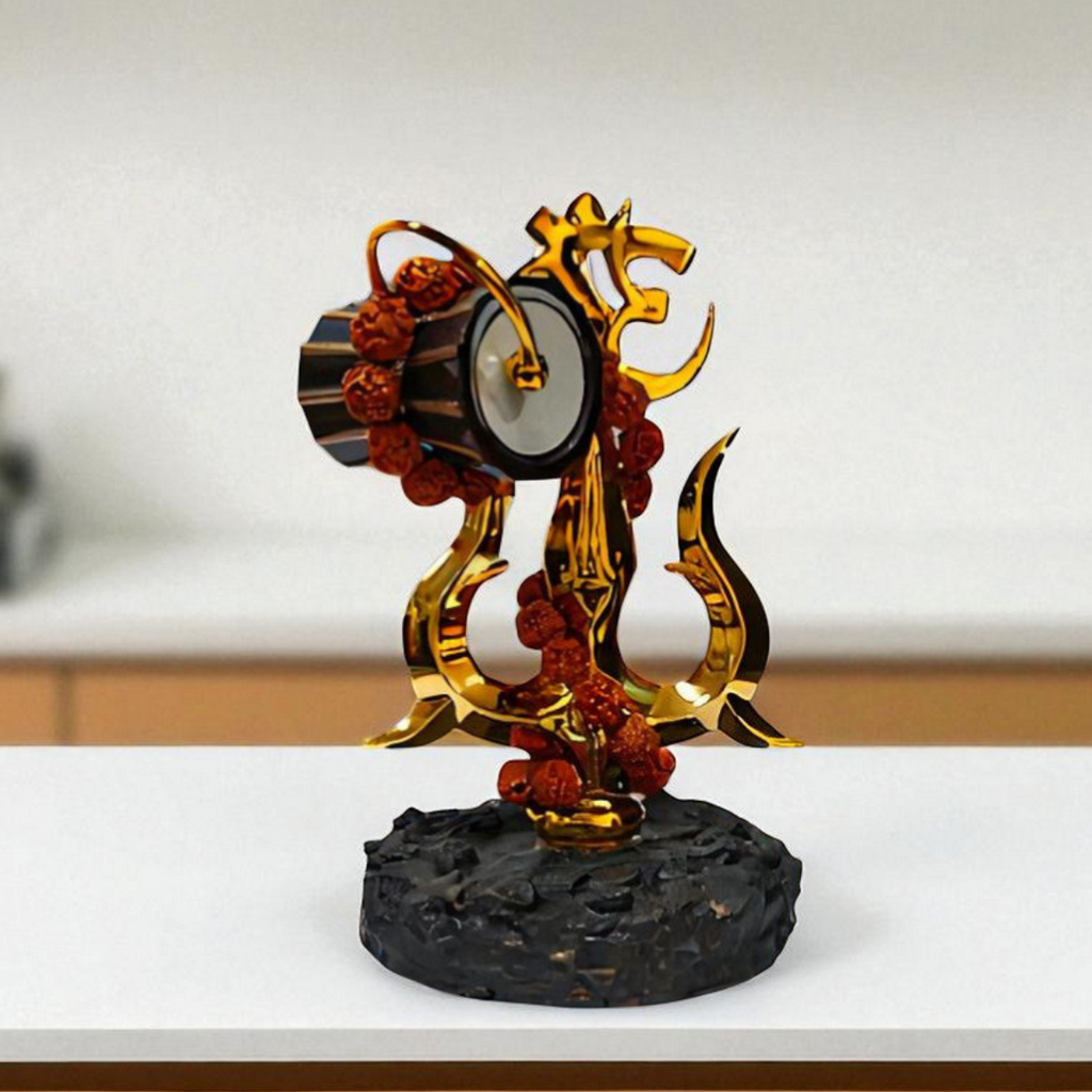 Om Trishul Damru Showpiece with Rudraksha