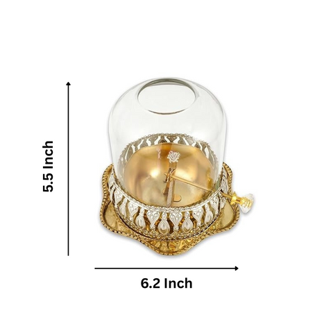 Brass Akhand Jyot Diya With Adjustable Bati Knob( Extra Large,200 Ml )