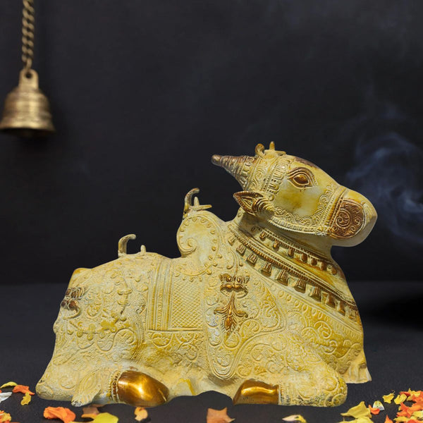 Brass Nandi Statue in Sand Finishing