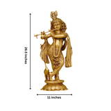 Krishna Idol with flute on Lotus Base