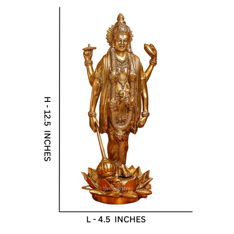 Visnhu,Nraayan,Hari,Pradyumna,Kamala-Natha,Brass Lord Vishnu Standing Statue On Lotus