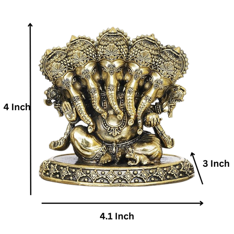 Superfine Brass Panchamukhi Ganesh Idol as Symbol of Wisdom & Protection