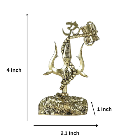 Superfine Brass Shiv Trishul with Damru and Rudraksha Garland