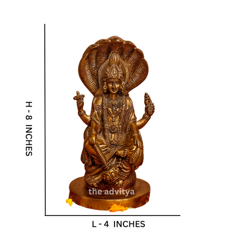 Visnhu,Nraayan,Hari,Pradyumna,Kamala-Natha,Brass Lord Vishnu With Snake