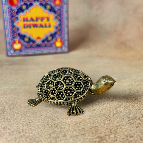 Handcrafted Superfine Brass Tortoise Idol for Home & Office Decor ( Small )