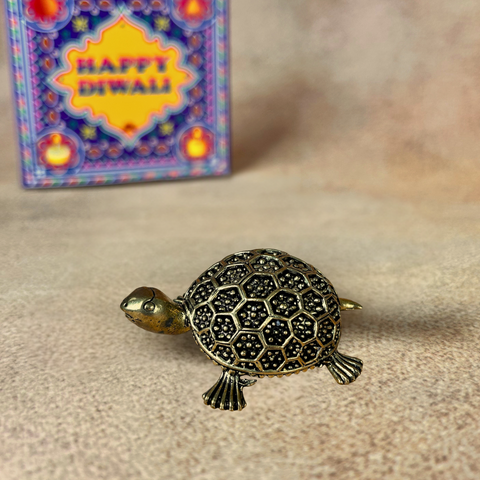 Handcrafted Superfine Brass Tortoise Idol for Home & Office Decor ( Small )