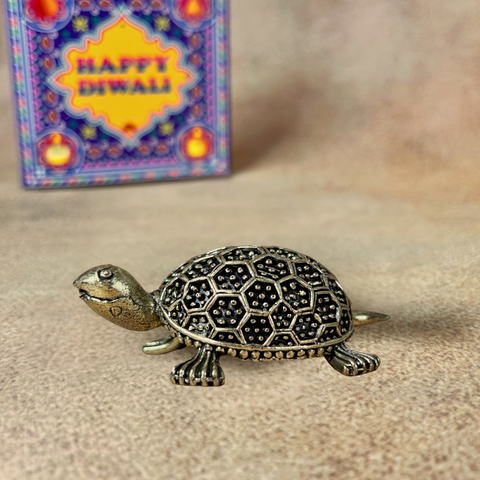 Handcrafted Superfine Brass Tortoise Idol for Home & Office Decor ( Small )