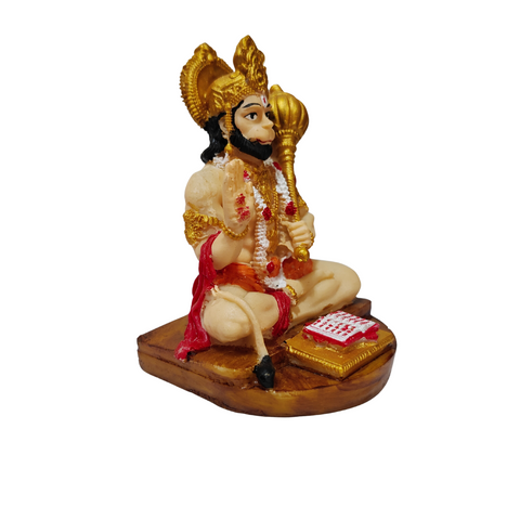 Lord Hanuman Statue Sitting with Gada & Scriptures