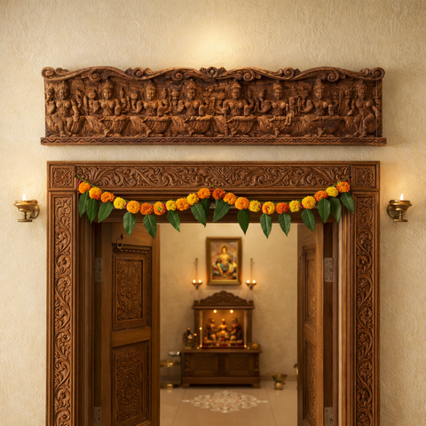 Ashta Lakshmi wall hanging wooden panel 12 inch decorative piece