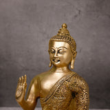 Authentic brass protection Buddha statue front view for Vastu and Feng Shui.
