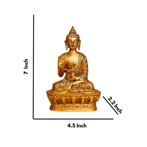 Brass handcarved blessing Buddha Murti dimension.