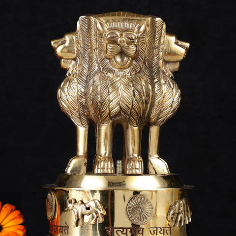 Brass Ashoka Stambh – Emblem of Ancient India’s Glory ( Large, 10 Inch)