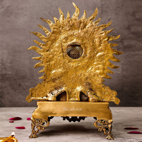 Back view of brass Hanuman bust idol with gada showing detailed rear carving and solid brass finish