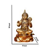 Close-up details of handcrafted brass Hanuman statue showing facial and jewelry work