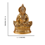 Close-up view of Brass Kuber Statue, highlighting facial features and craftsmanship with dimensions.