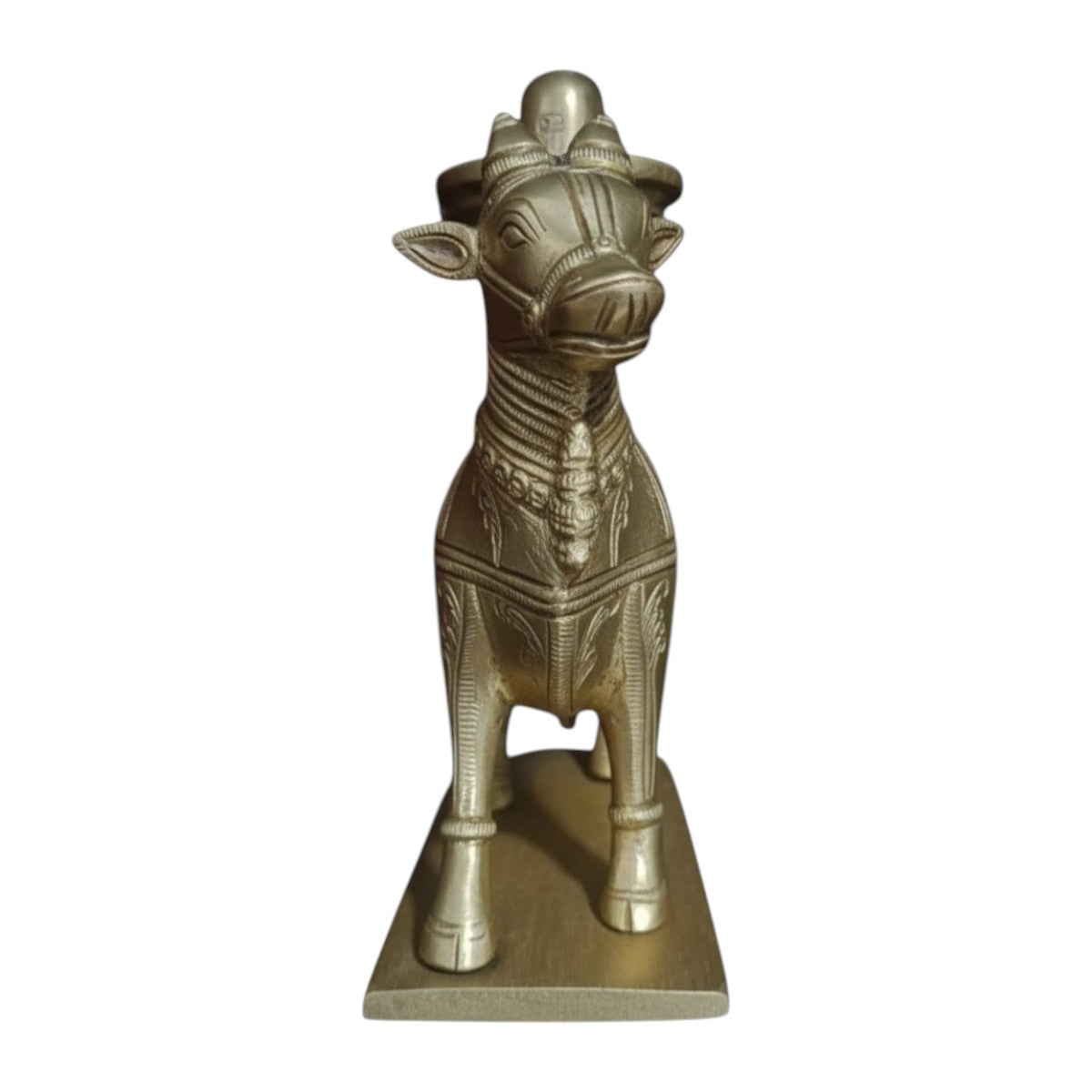 Top view of Brass Nandi with Shiva Lingam showing Abhisheka space.