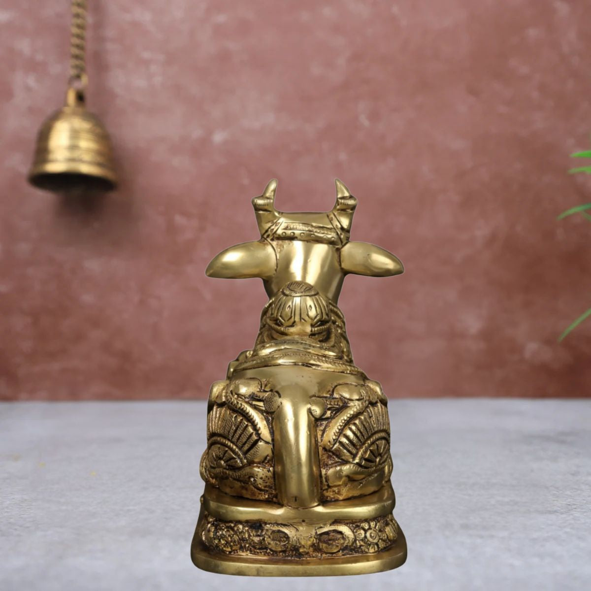 Back detailing of brass Nandi Maharaj statue handcrafted finish
