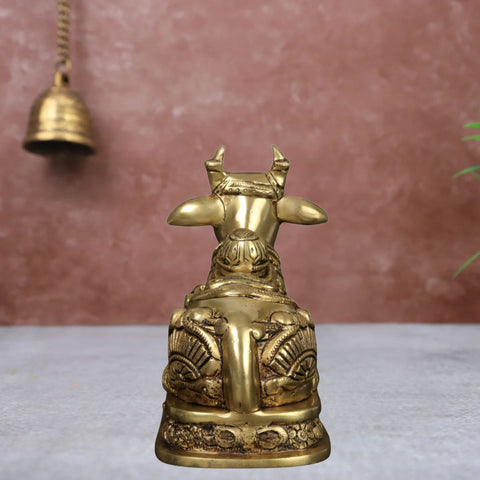 Back detailing of brass Nandi Maharaj statue handcrafted finish