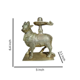 Close-up detailing dimension of the Brass Nandi with the Shiva Lingam handcrafted idol.