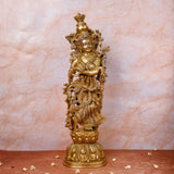 Brass Radha Idol front view with detailed carvings for home temple and décor