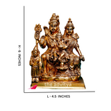 Close-up detailing of brass Shiv Parivar murti medium handcrafted idol