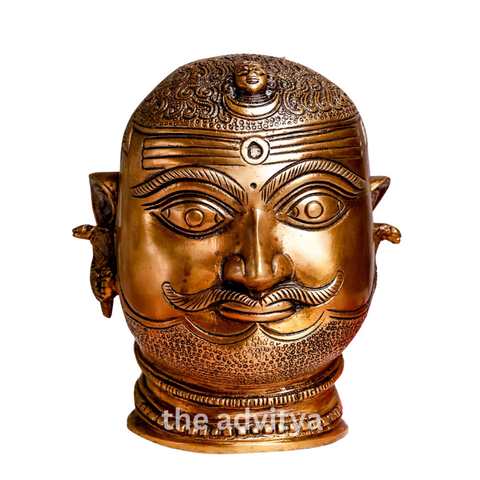 Brass Shiva Head with antique golden finish and traditional handcrafted look.