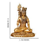 Dimension and size reference image of Brass Shiva Statue meditating on a lion mat.