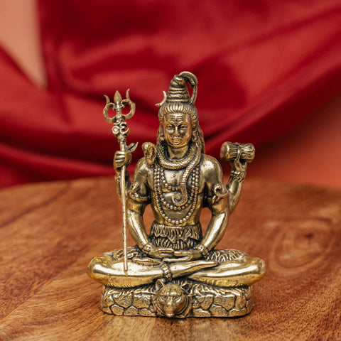 Close-up view of Brass Superfine Shiva idol with intricate details