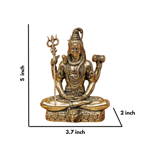 Full dimension view of Brass Superfine Shiva idol for home temple.