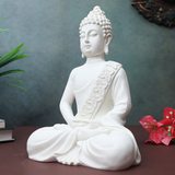 Polymarble White Meditation Buddha Statue