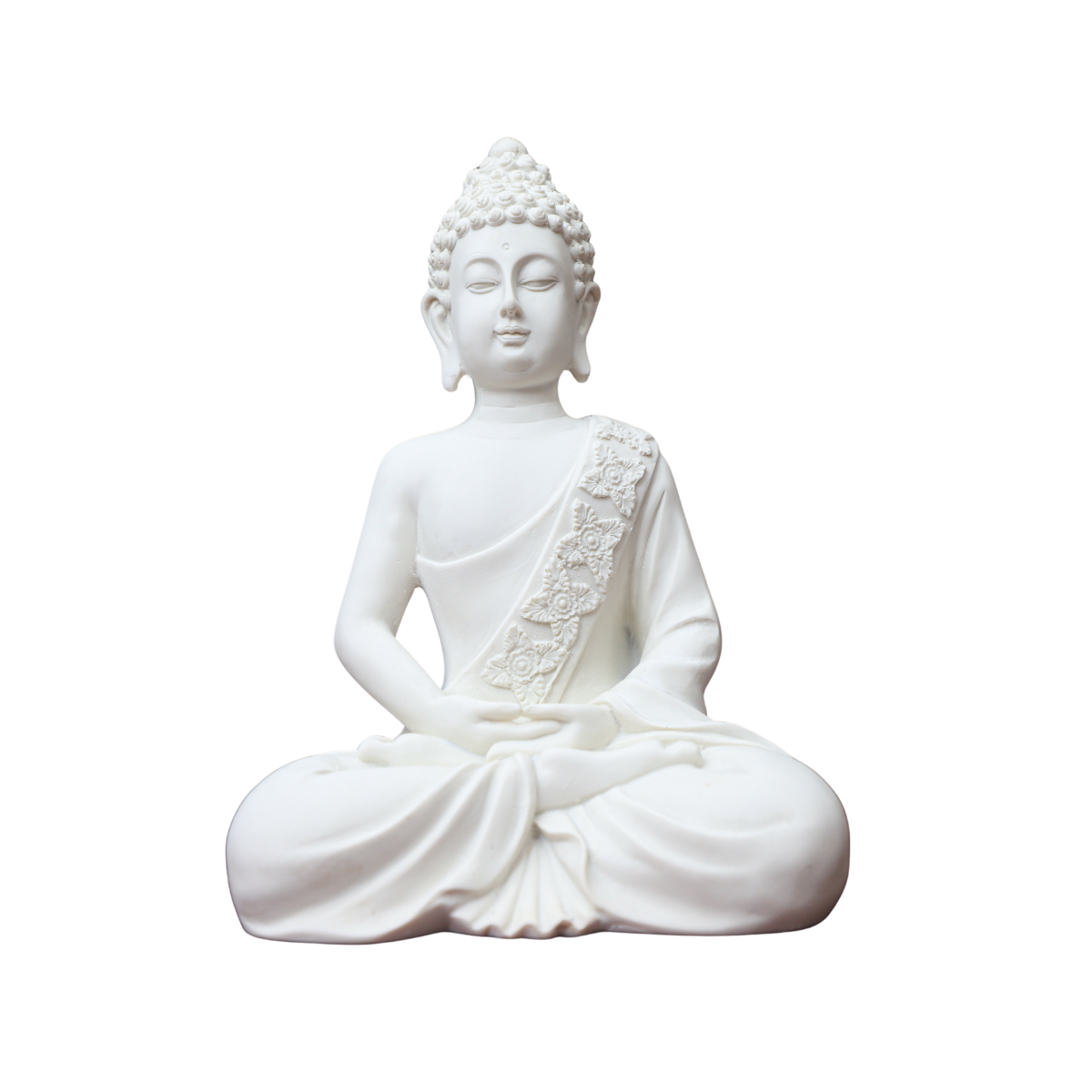 Polymarble White Meditation Buddha Statue